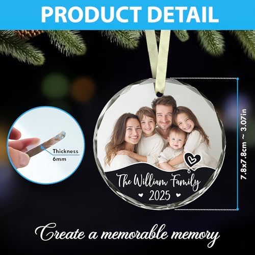 BSQUIELE Personalized Family Glass Ornament 2025 - Personalized