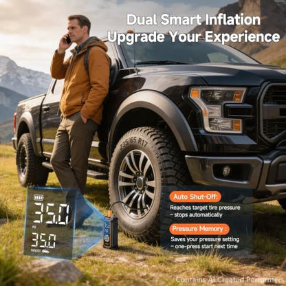 OlarHike Tire Inflator Portable Air Compressor,Dual Power-3*2000mAh