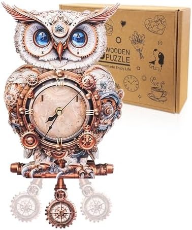 3D Wooden Puzzles for Adults-Owl Clock Puzzle-Adult Crafts