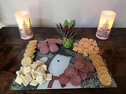 Holiday Christmas Glass Cutting Board: Traditional Rustic Noel
