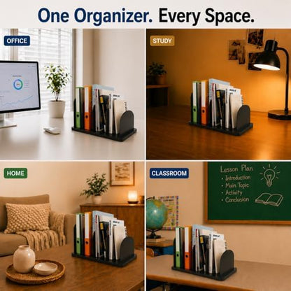 CraftSaints Vertical File Organizer for Desk, 4 Sections, Desktop
