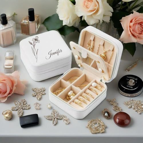 Ships Next Day, Personalized Travel Jewelry Mirror Case with Name