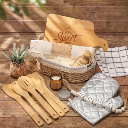 Qinyoung 17 Pcs Housewarming Gifts, Farmhouse Kitchen Gift Basket for
