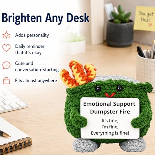 Emotional Support Dumpster Fire Crochet Plush, Funny Stress Relief