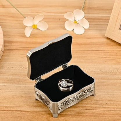 Personalized Rectangle Wedding Ring Box with Name & Date, Small
