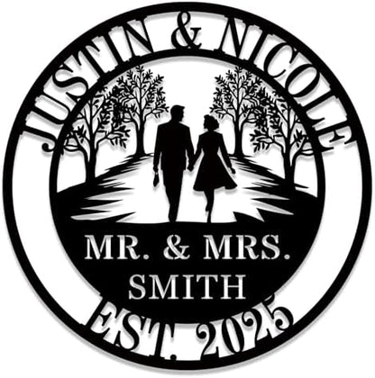 Personalized Couple Metal Sign, Custom Wedding or Anniversary Sign