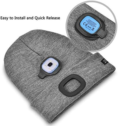 Etsfmoa Unisex Beanie with The Light, Gifts for Men Dad Father Winter