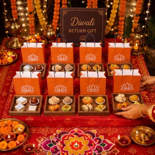 Novabright 10 Set Indian Return Gifts for Pooja Diwali Lotus Trays and