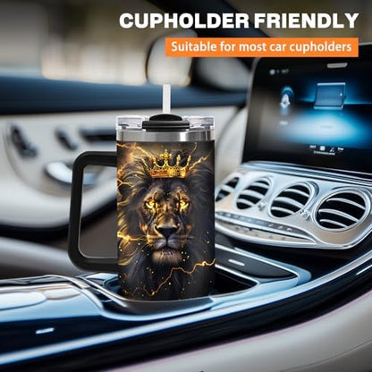 Jekeno To My Son Lion King Tumbler with Handle and Straw 40oz |Custom