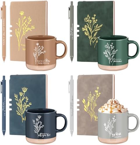 Didaey 4 Sets Employee Appreciation Gifts Set Mugs Journals Pens