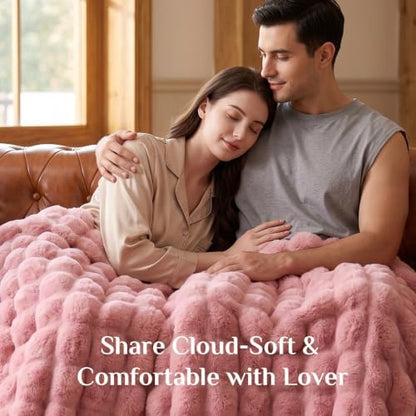 BEDELITE Faux Fur Throw Bubble Blanket for Couch, 50" x 60", Dusty