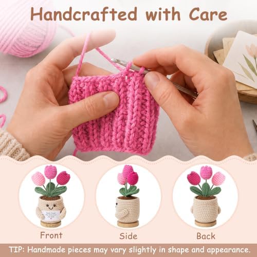INSPRING Thank You Gifts for Women, Emotional Support Crochet Tulips