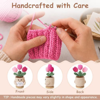 INSPRING Thank You Gifts for Women, Emotional Support Crochet Tulips