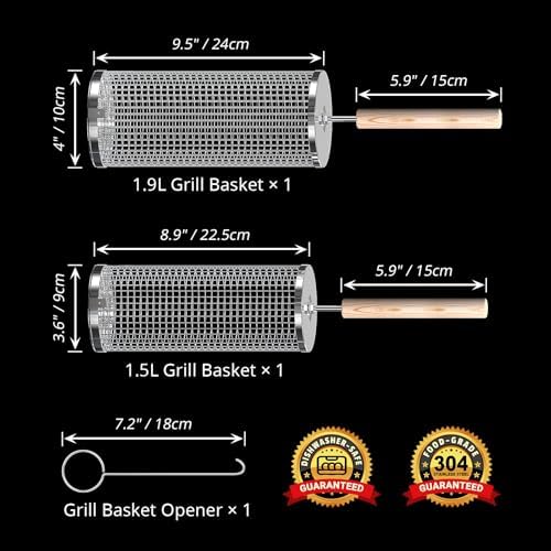Rolling Grill Basket, Grilling Accessories, Outdoor Camping, Gifts for