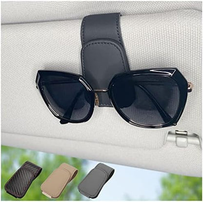 Magnetic Leather Sunglass Holder for Car, Eyeglasses Clip for