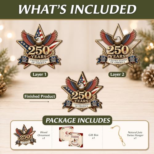 250 Years United States of America Ornament 2026 - Patriotic Bald