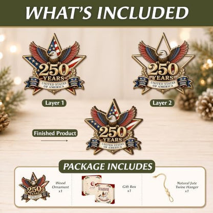 250 Years United States of America Ornament 2026 - Patriotic Bald