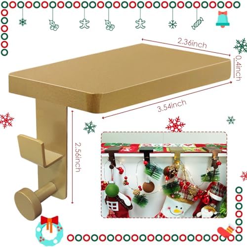 4 Pcs Gold Garland Hangers for Mantle, 2 in 1 Mantle Weighted