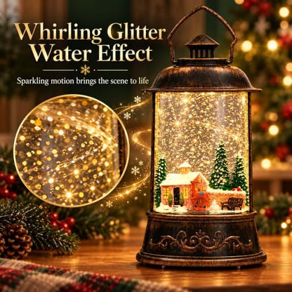 Christmas Snow Globe, Glittering Lighted with Music