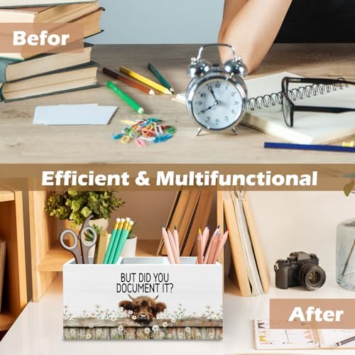 DILSJ Funny Highland Cow Office Pen Pencil Holder Organizer for Desk