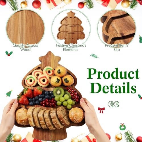 Bokon 4 Pcs Christmas Charcuterie Board, 12"x10", Snowman, Acacia Wood