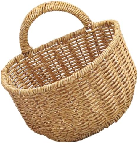 Wall Hanging Basket for Kitchen Fruit Mail Storage, Brown Imitation