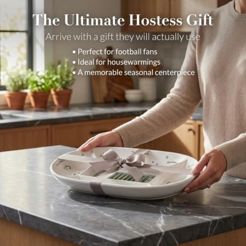 Mud Pie Football Field Platter Set, Divided Game Day Serving Tray