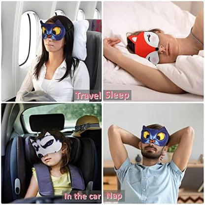 ZOOFOX 16 Pack Cute Animal Sleep Masks, 3D Blackout Blindfolds for