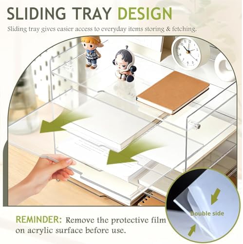 KKU 5 Tier Clear Acrylic Desk Organizer, Letter Tray Paper File Desk