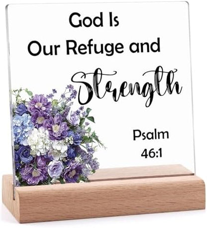 Bible Verse Quotes Desk Decor for Office Home Acrylic Sign With Wooden