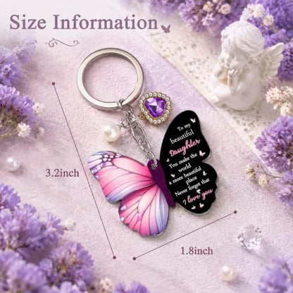 Daughter Gifts from Mom Daughter Gifts Purple Butterfly Keychains