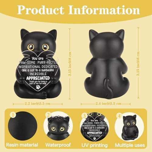 FOUGSTA Super Adorable Black Cat Resin Figurine, Appreciation Gift for