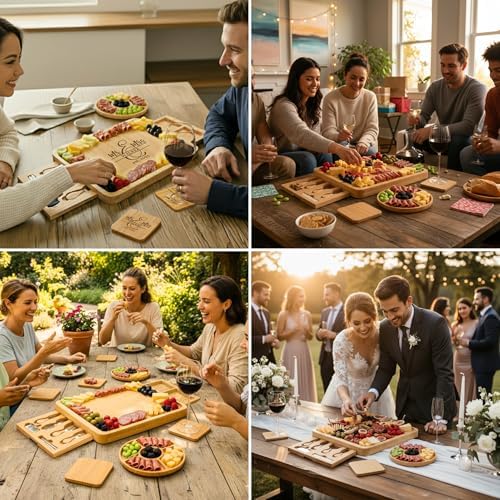Personalized Bamboo Charcuterie Board Set with Fruit Tray