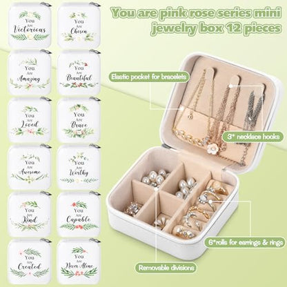 Kacctyen 12 Pcs Small Jewelry Travel Case Bulk Xmas Green Leaf Jewelry