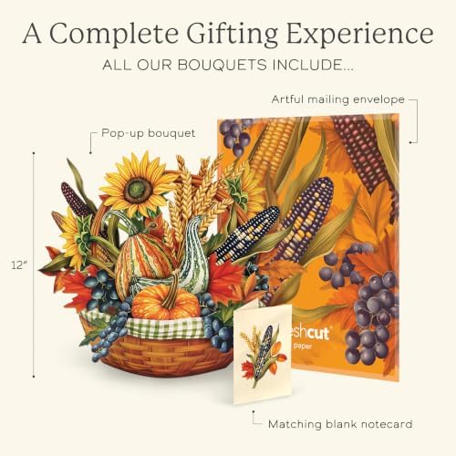 Freshcut Paper Golden Harvest 12" Classic Pop Up Bouquet Card