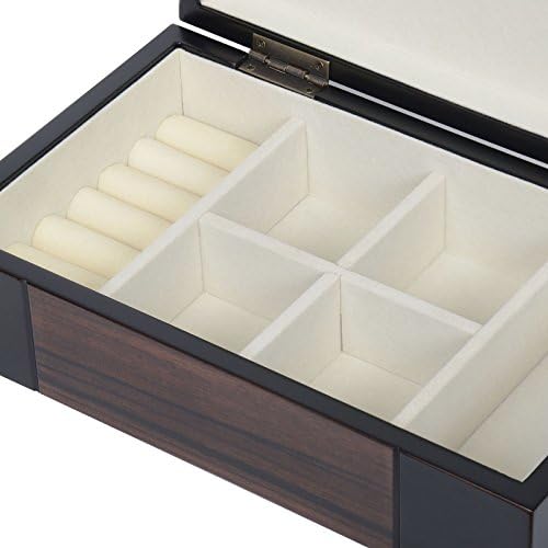 Arolly BELA Dark Wooden Finish Jewelry Organizer Storage Box with Lid