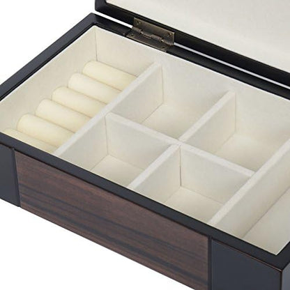 Arolly BELA Dark Wooden Finish Jewelry Organizer Storage Box with Lid
