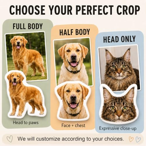 Custom Pet Pillow with Photo Picture, Dog Cat Face Pillow for Dog Mom