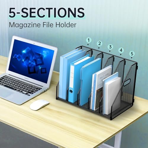 MINDEPOT Desk File Organizer Folder Holder with 5 Vertical for Office