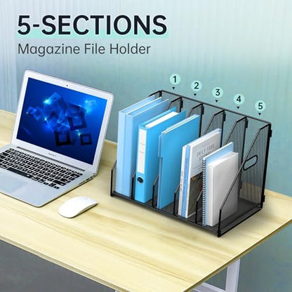 MINDEPOT Desk File Organizer Folder Holder with 5 Vertical for Office