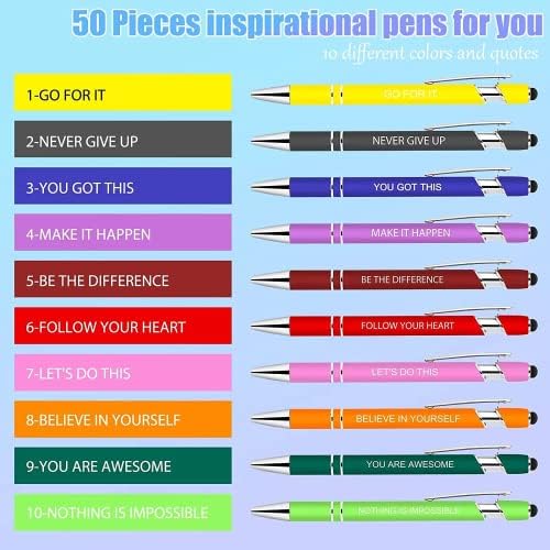 30 PCS Inspirational Pens Bulk with Stylus Tip Gifts Black Ink