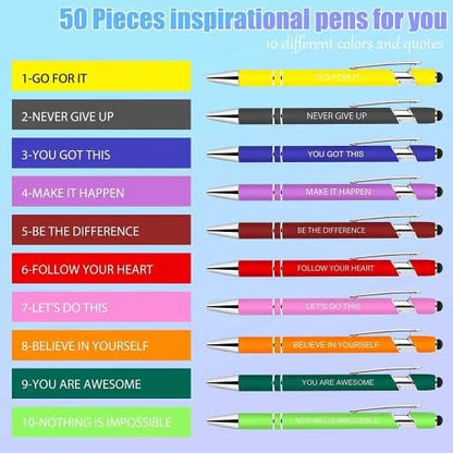 30 PCS Inspirational Pens Bulk with Stylus Tip Gifts Black Ink