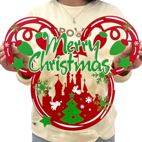 Christmas Door Decorations Red Mouse Wooden Sign
