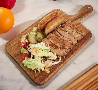 ZeQi Acacia Wood Cutting Board with Handle 13.7''X7'', Charcuterie
