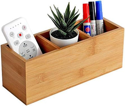 Bamboo Wood Pens Pencils Holder Cup for Desk Remote Control Holder