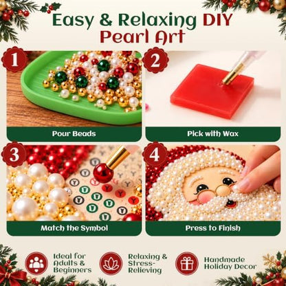 CALLUMR DIY Christmas Pearl Diamond Painting Art Kit with Frame
