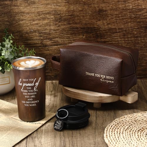 Roshtia Thank You Gift for Men 17 oz Stainless Steel Tumbler with Lid