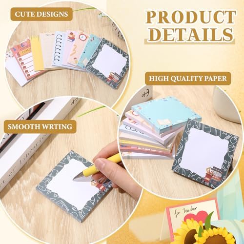 9 Pads Teacher Sticky Notes, 3x3 Inch Cute Stick Notepads