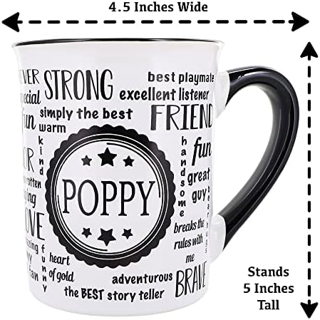 Cottage Creek Poppy Coffee Mug, Word Art Cup, Fathers Day Gift for