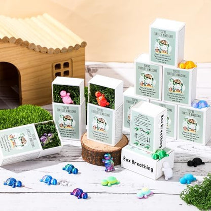 Wonderjune 72 Sets Positive Figures Gifts for Staffs, Cute Turtle